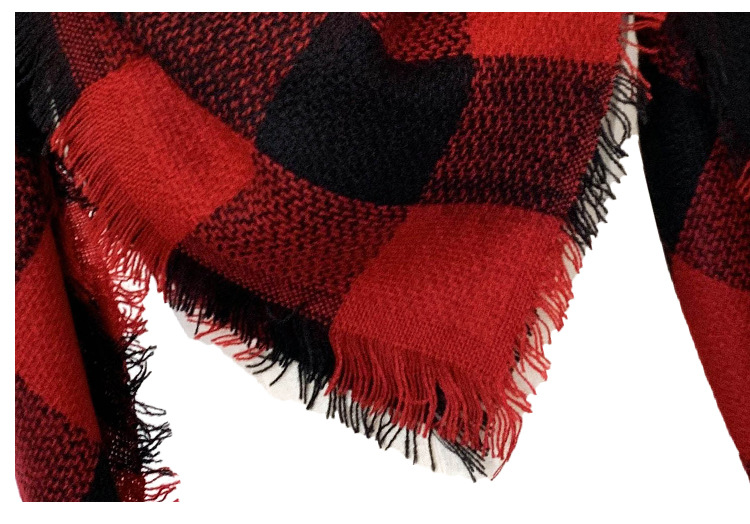 Cachecol quadrado xadrez vermelho e preto feminino outono e inverno unissex_voghion.com
