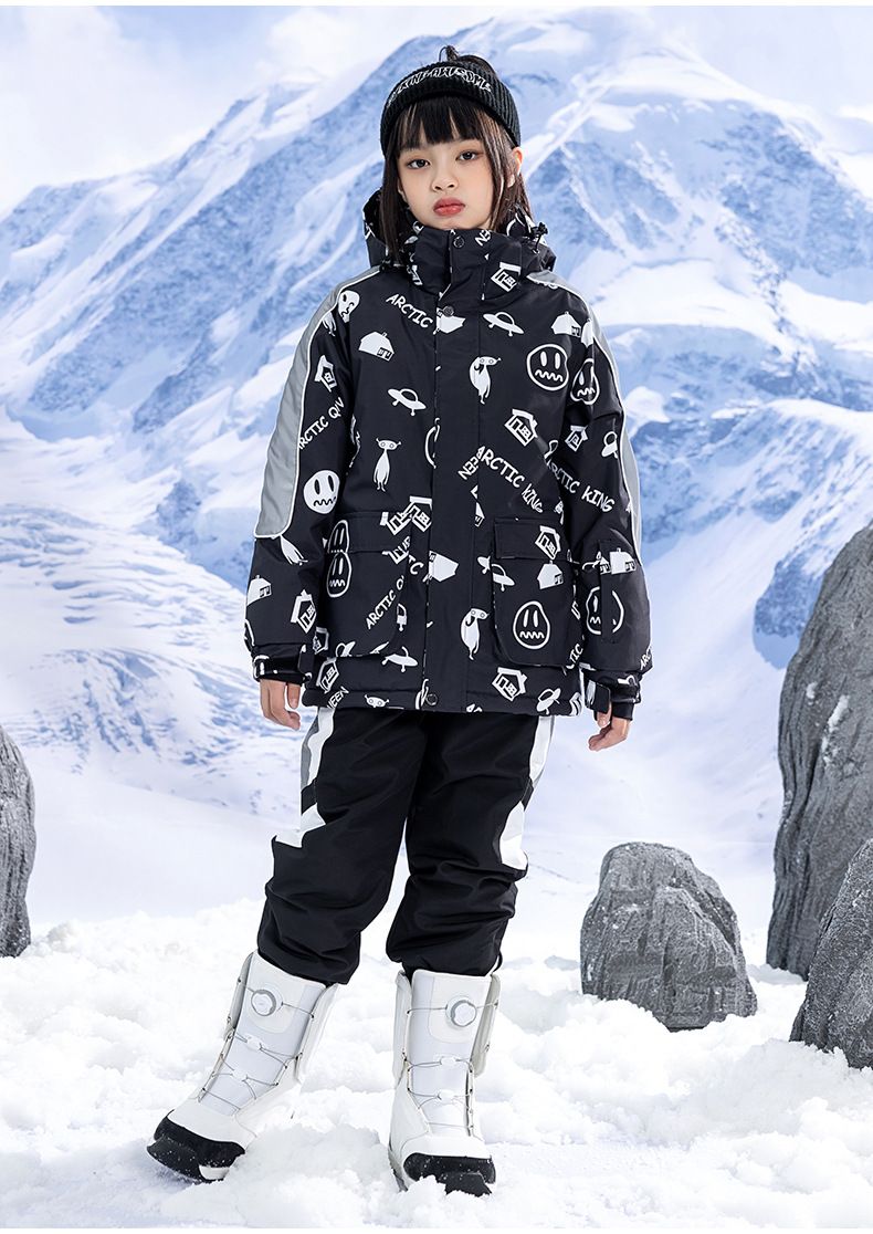 Schneeanzug-Set für Kinder – Wasserdichte Winter-Skijacke und -hose für Jungen und Mädchen – Winddicht und isoliert zum Snowboarden und Spielen im Freien_voghion.com