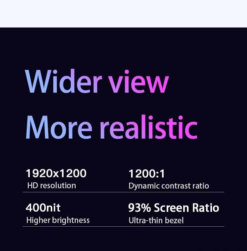 16inch Portable Monitor 1920x1200p 16:10 100%sRGB HDR 400Cd/m² Gaming Display For Laptop, Book, Phone, Switch, Xbox_voghion.com