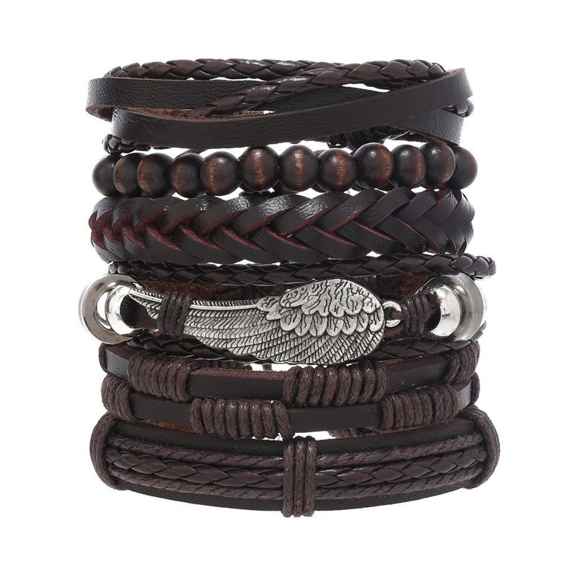 Nuovo set combinato multistrato da uomo con bracciale in pelle e accessori in lega con ali_voghion.com