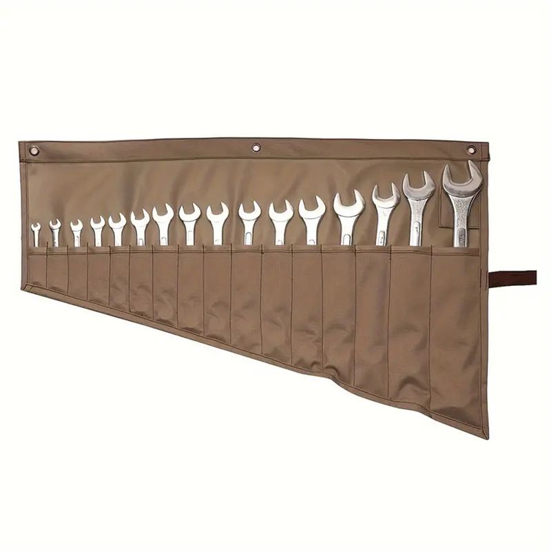 Versatile organizer arrotolabile per chiavi inglesi da 16 tasche: borsa portautensili impermeabile e resistente per un'efficienza in movimento_voghion.com