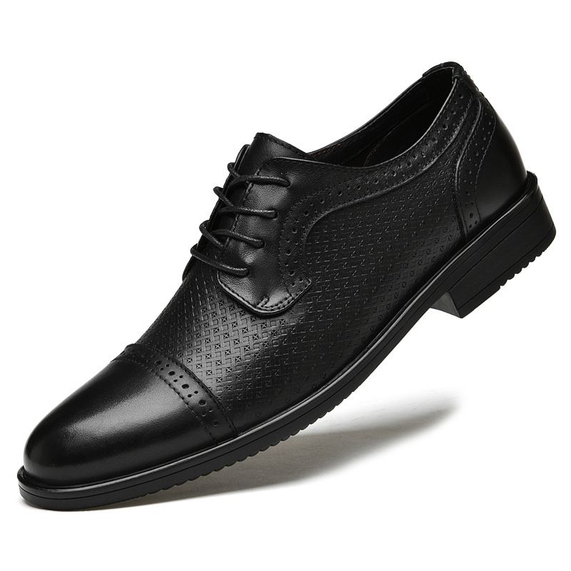 Scarpe brogue in pelle casual da uomo Euro Step Busins, stile britannico formale, nere, da sposo, con lacci, intagliate, da sposa, singole_voghion.com