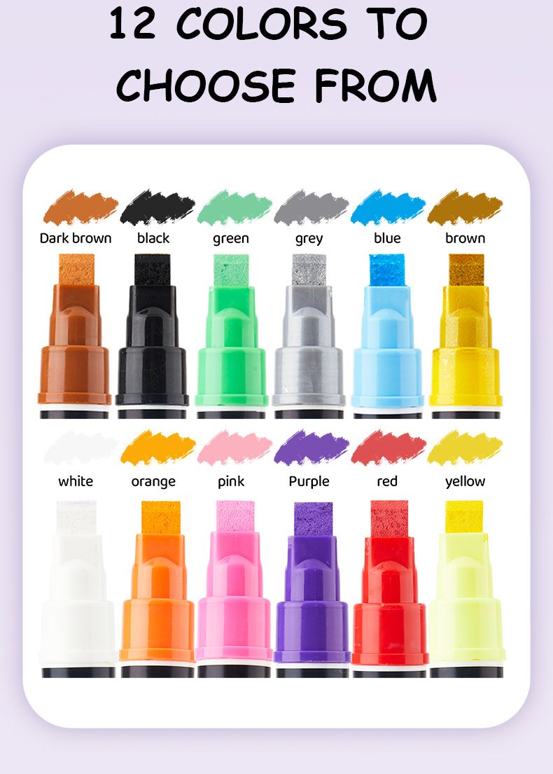 10 mm quadratisches Acrylmarker-Set – 12 leuchtende Farben für Studenten, Künstler und Heimwerker – schnelltrocknend, mischbar, ideal zum Skizzieren_voghion.com