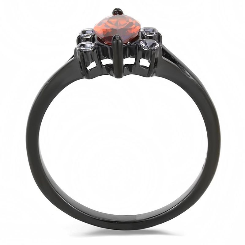 TK3445 - IP Black(Ion Plating) Stainless Steel Ring with AAA Grade CZ in Garnet_voghion.com