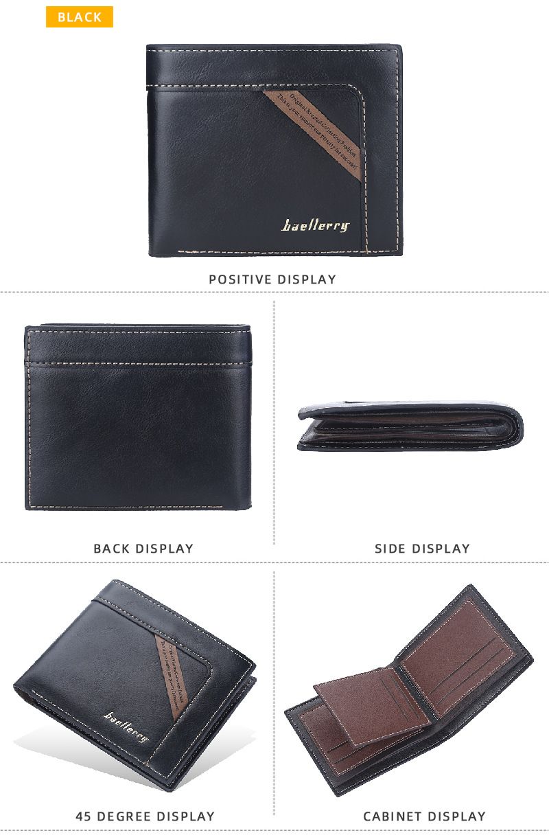 BAELLERRY Portafoglio corto da uomo con posizioni multiple, fermasoldi con cerniera sottile, borsa per il cambio, borsa per carte da uomo_voghion.com