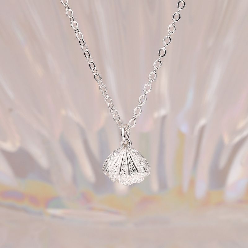 Collana con ciondolo a forma di ventaglio in conchiglia di perle dolci con catena apribile, personalizzata, semplice e versatile_voghion.com