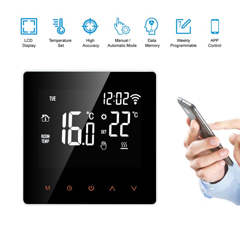 Thermostat intelligent Tuya WiFi, télécommande de température pour chaudière à eau/gaz électrique ou de chauffage, compatible avec Google_voghion.com