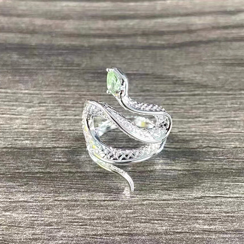 Rot, grün, schwarz, glänzend, Punk-Schlangenform, Herren- und Retro-Stil, verstellbare Ringe, modischer Damenschmuck_voghion.com