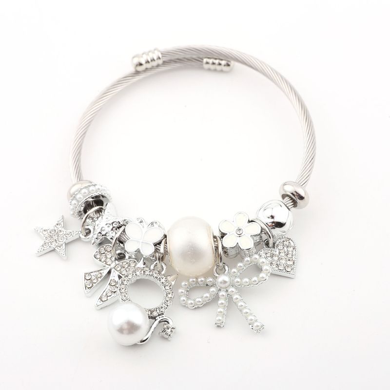 Pans handgefertigtes DIY-Perlenarmband mit Edelstahl-Strass-Schleife – Modeschmuck_voghion.com