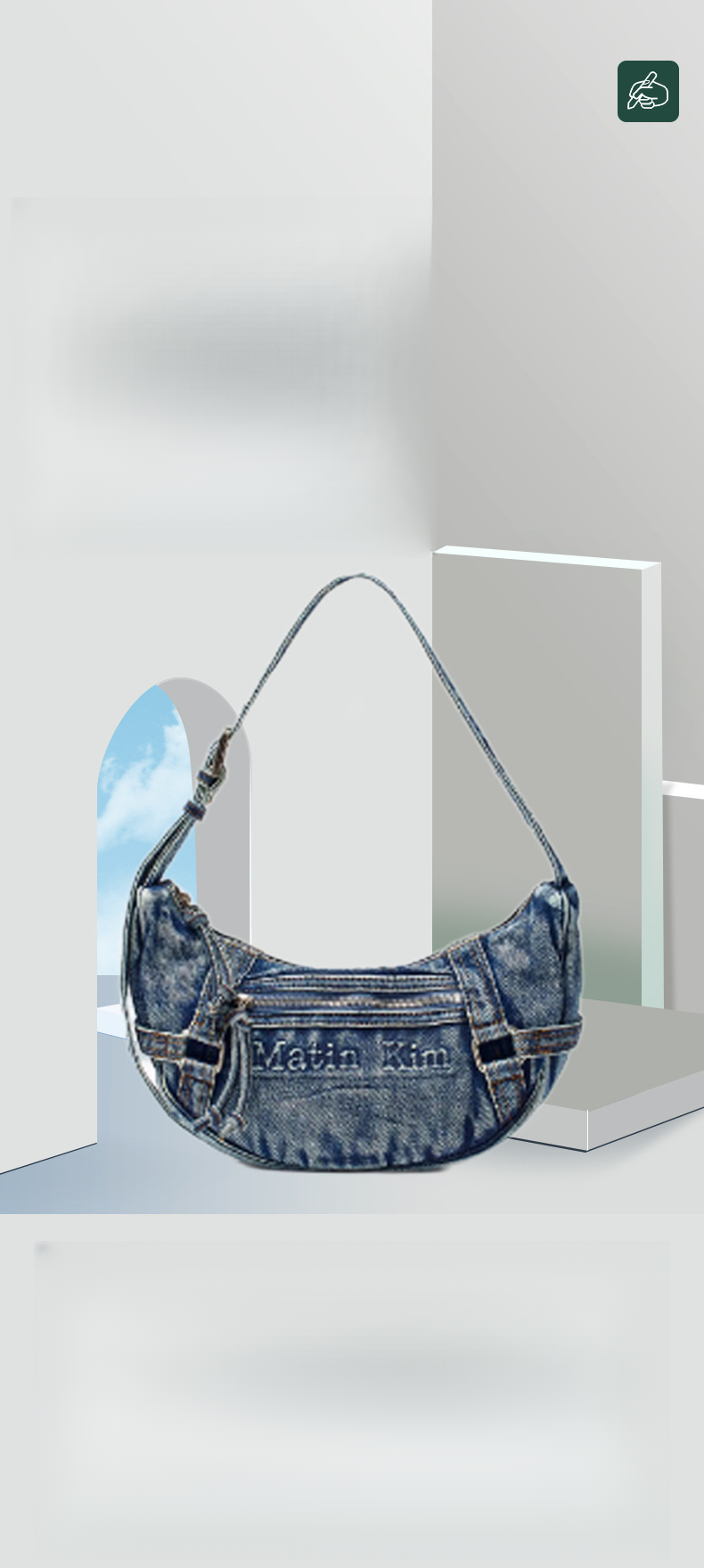 2025 Spring And Summer Korean Version Of The Crescent-shaped Dumpling Bag Crossbody Bag Small Women's Shoulder Denim Handbag Leather Goods Fashionable_voghion.com