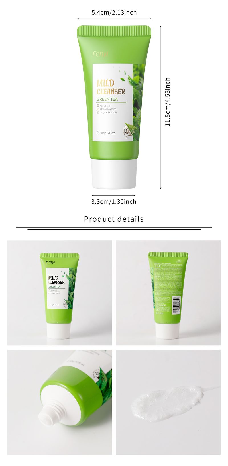 FENYI Green Tea Facial Cleanser 50g Hydrating Cleanser_voghion.com