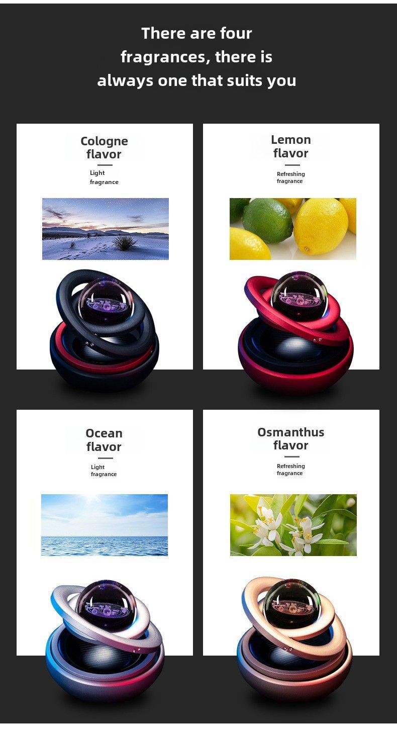 Shake Tone Solar Double Ring Rotary Aromatherapy Car Flying Saucer Aromatherapy Ornaments Suspension Car Aromatherapy Perfume_voghion.com