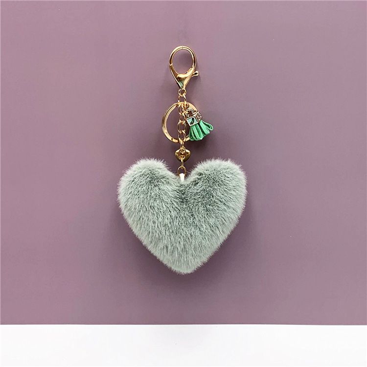 Portachiavi con ciondolo a forma di cuore, con ciondolo a forma di cuore, in peluche, per auto, con anello, creativo, piccolo regalo_voghion.com