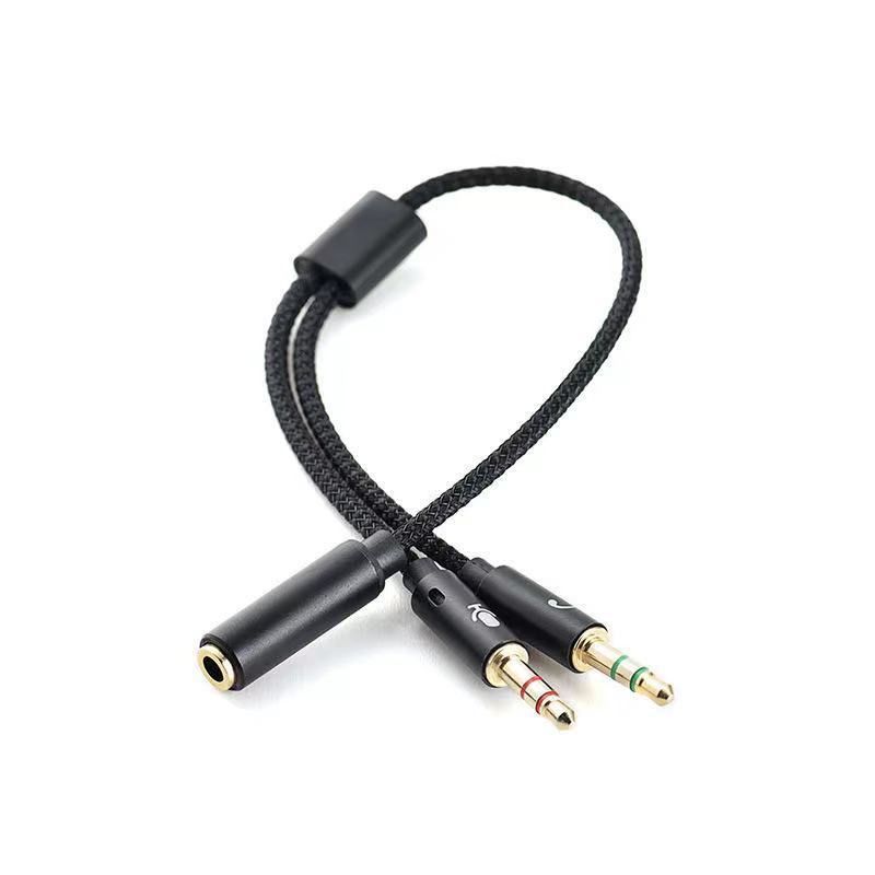 Cavo audio da 1 a 2, adattatore per cuffie e microfono, convertitore splitter 2 in 1._voghion.com