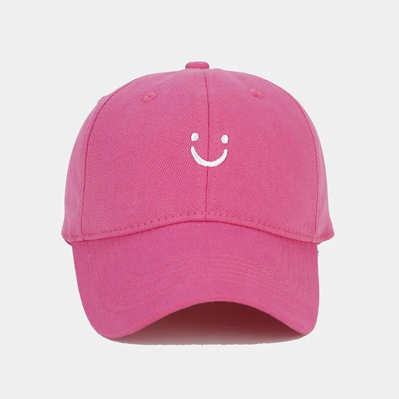 Smiley Face Trucker Washed Dad for Men Women Cute Baseball Caps Unstructured Smile Embroidered Hat_voghion.com
