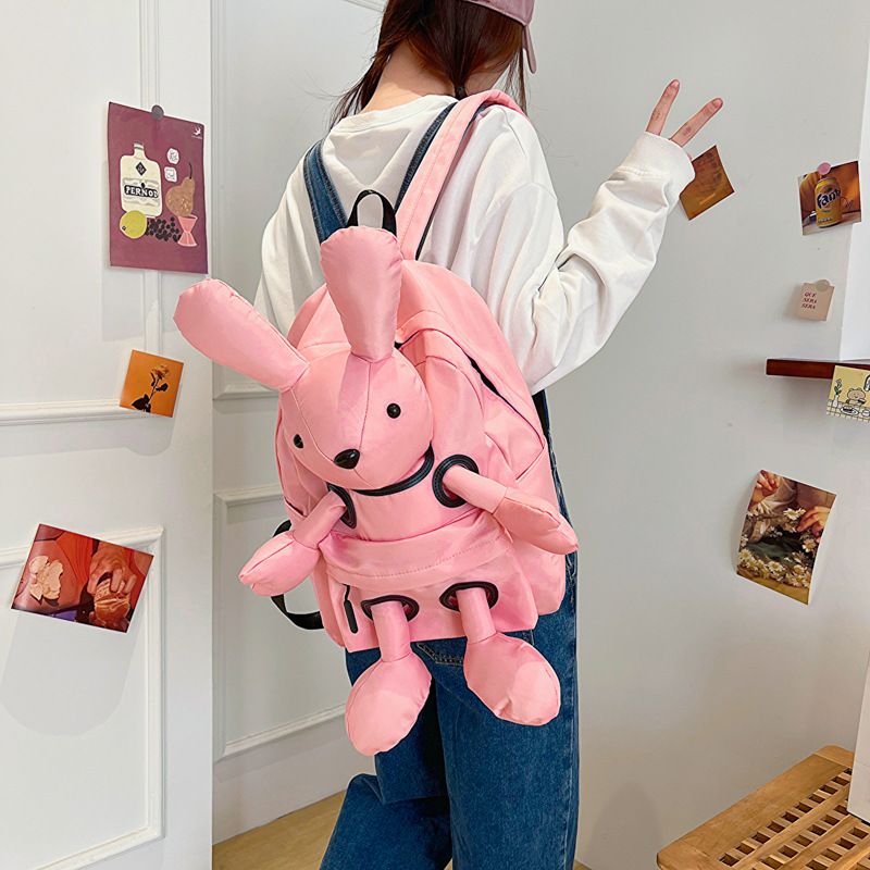 Sac à dos d'été en nylon avec motif lapin mignon, style décontracté et tendance_voghion.com