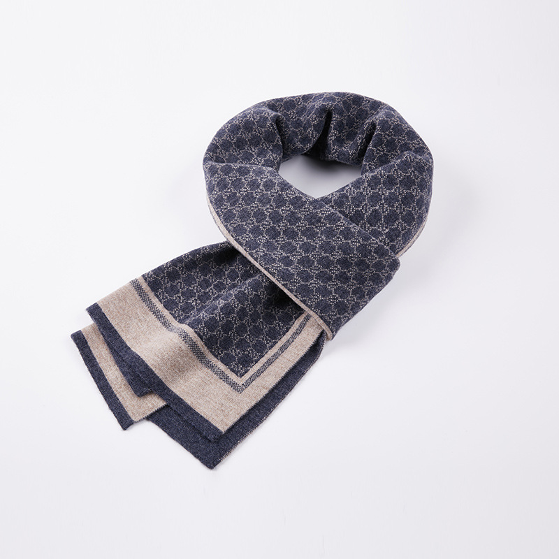 Sciarpa scozzese da uomo in lana lavorata a maglia con stampa retrò stampata di design, sciarpa scozzese da uomo alla moda, sciarpa scozzese da uomo Baoge_voghion.com