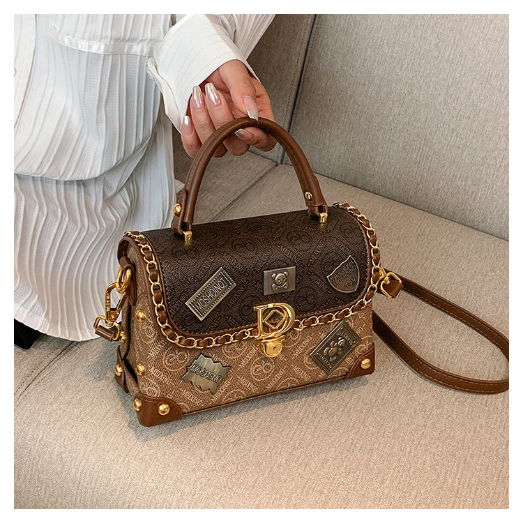 Sac bandoulière badge texturé OPAGE Petits sacs à bandoulière en cuir pour femme, sacs à main à bandoulière pour femme avec poignée supérieure_voghion.com