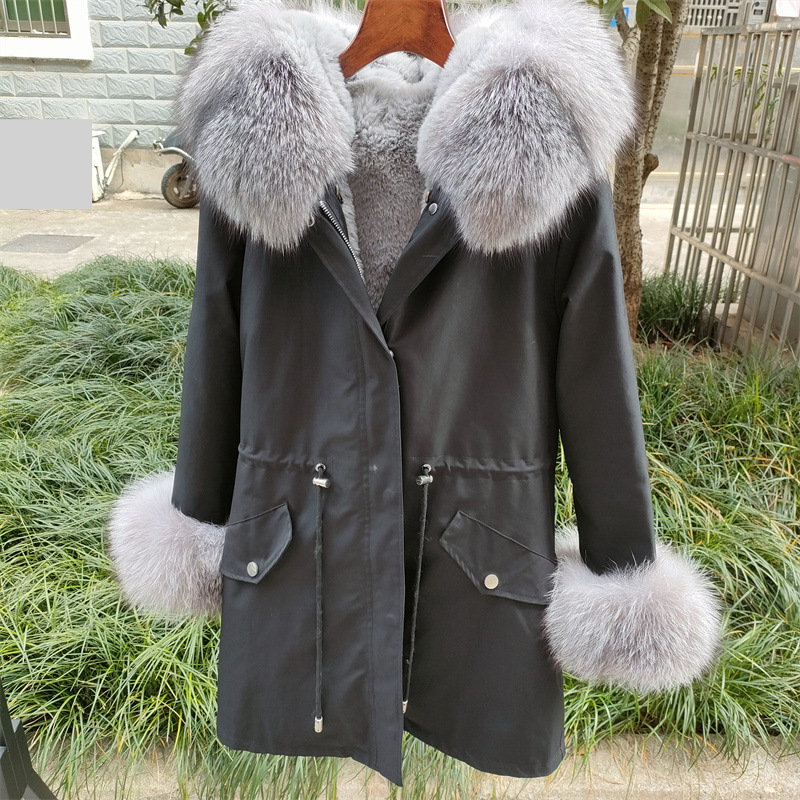 Damenbekleidung Winter Neue mittellange abnehmbare Futter Pelz modische warme Pelzmantel_voghion.com