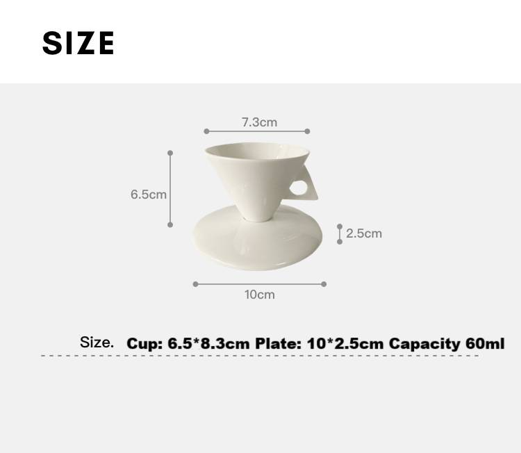 Tazza da caffè in stile retrò, in porcellana ossea, a forma di cono triangolare, set di tazze e piattini da latte in ceramica retrò, tazza da caffè in porcellana ossea_voghion.com