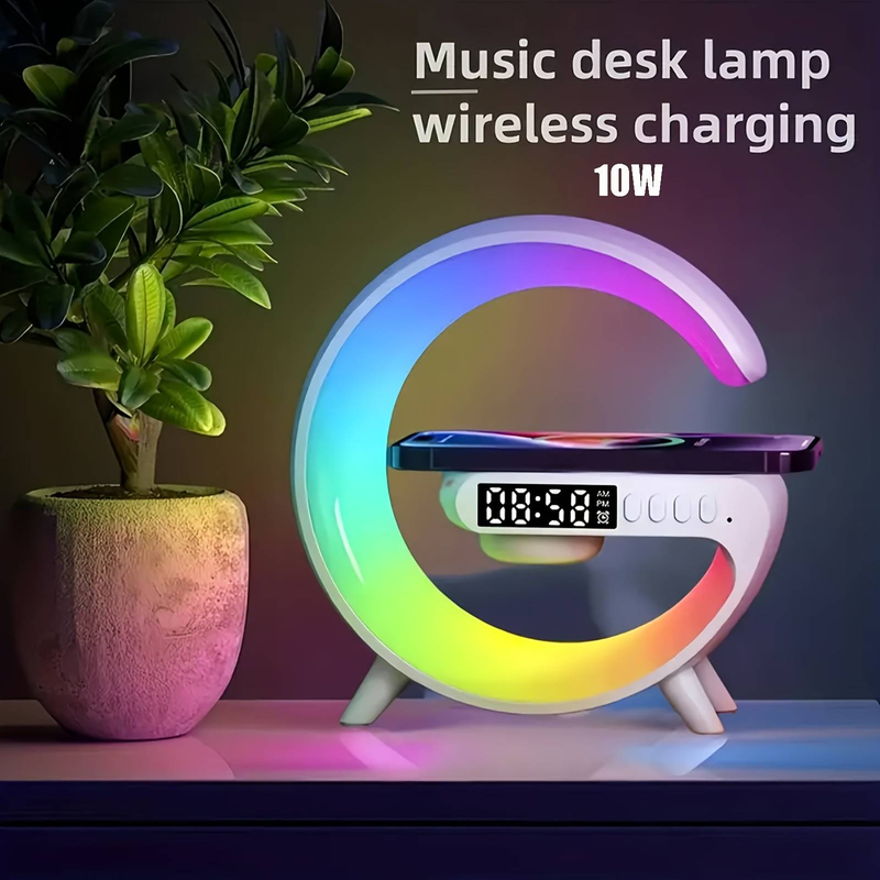 Wireless Speakers With Fast Charging, RGB Light, Smart Bar Light, Sunrise Alarm Clock, And Dimmable Table Lamp Bedroom Ambiance Wake-Up Calls_voghion.com