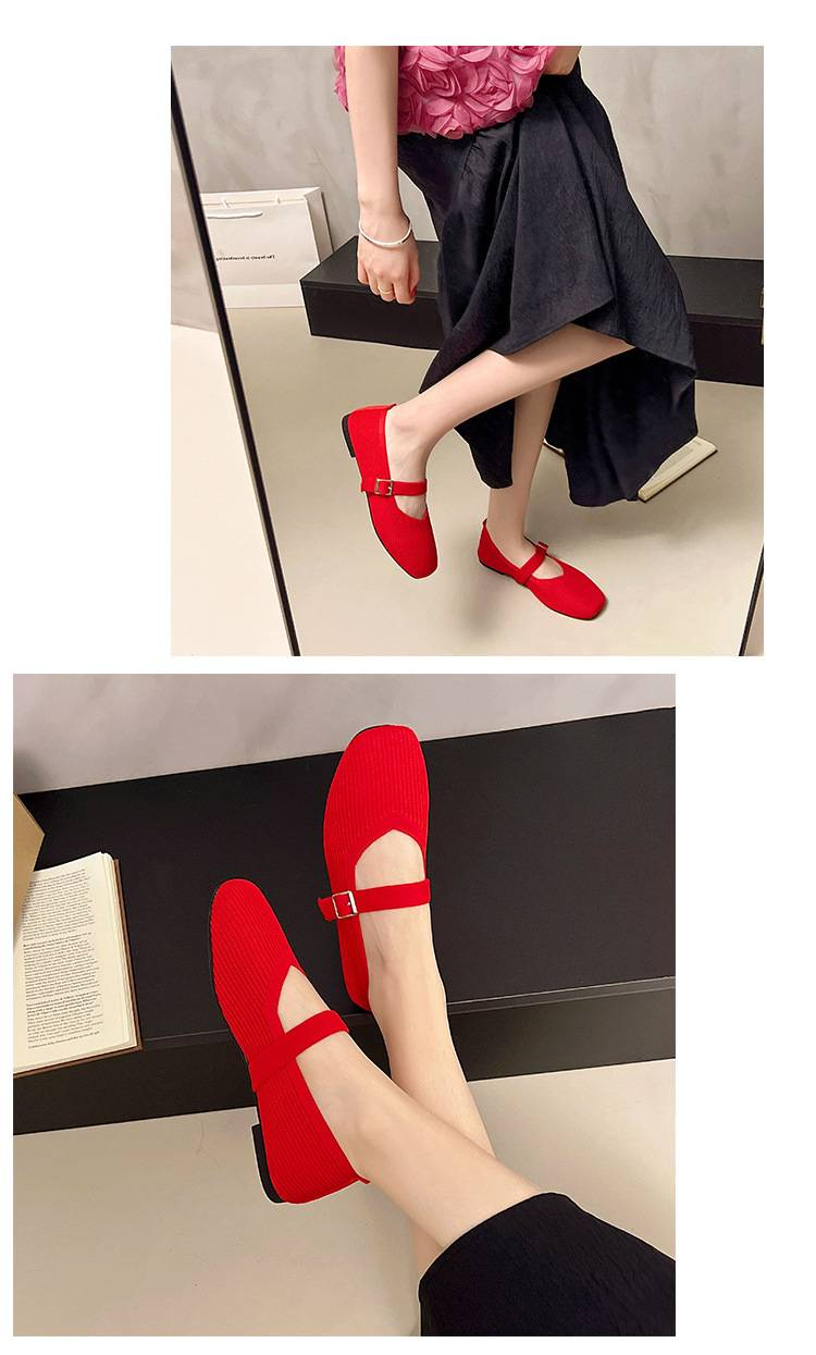 Täglich bequeme, schlichte und klassische einfarbige Flachstrickschuhe für Damen_voghion.com