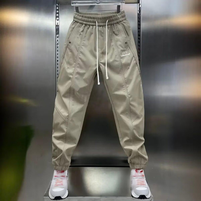 Men's Clothing Stylish Jogger Pants With Contrast Stitching, Relaxed Fit, Lightweight & Breathable Cotton Blend, Elastic Cuffs, Available In Grey_voghion.com