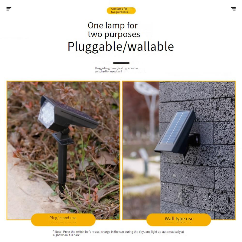 10/24 LED Solar Spotlight Outdoor Garden Light Waterproof Landscape Lighting With 3 Modes_voghion.com