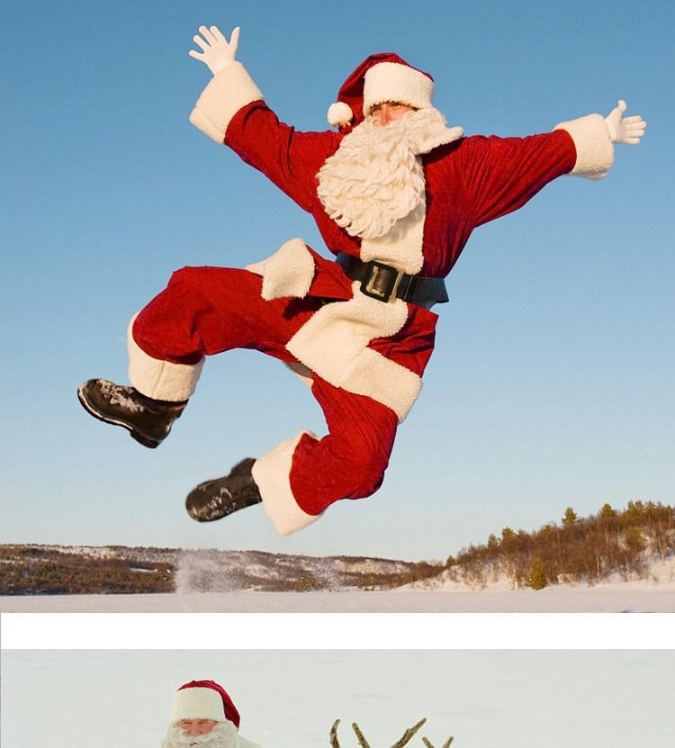 Costume de Père Noël en velours doré pour adulte - Ensemble de neuf pièces pour Père Noël_voghion.com