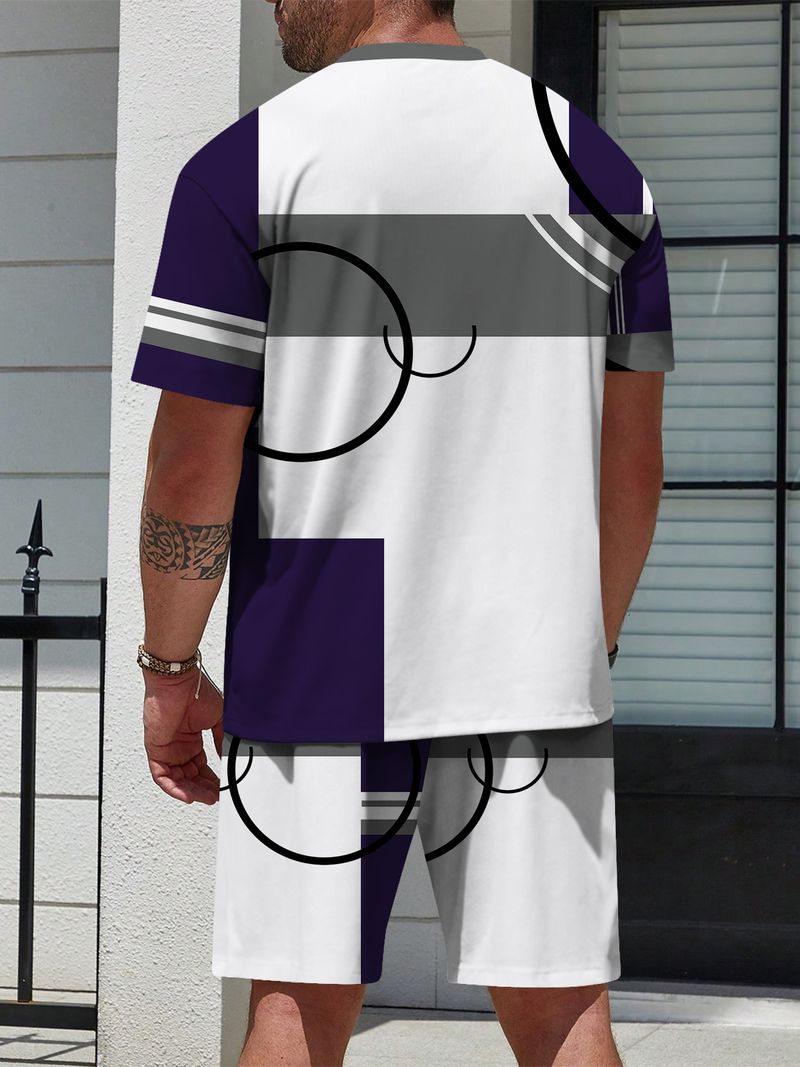 3D Digital Printed Men's Casual Short Sleeve And Shorts Set_voghion.com