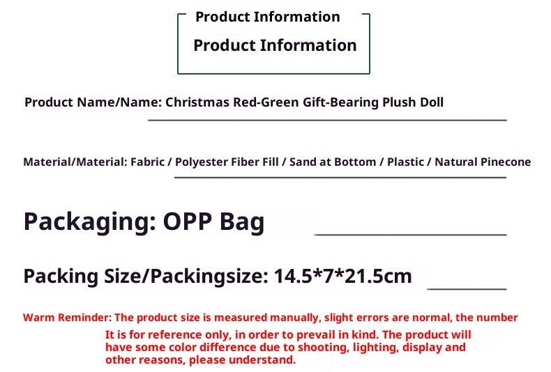 Weihnachtswichtel-Figur mit Geschenksack und Spitzhut – Festliche Tischdekoration für weihnachtliche Stimmung (Rot & Grün, 30 cm große Stehfigur)_voghion.com