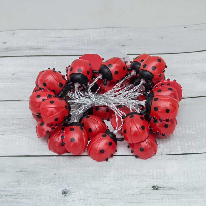 LED Ladybug String Lights - Outdoor Decorative Bug Lights For Garden, Christmas, And Parties (10/20/40 LEDs, Battery/USB/Solar Powered, Warm White)_voghion.com