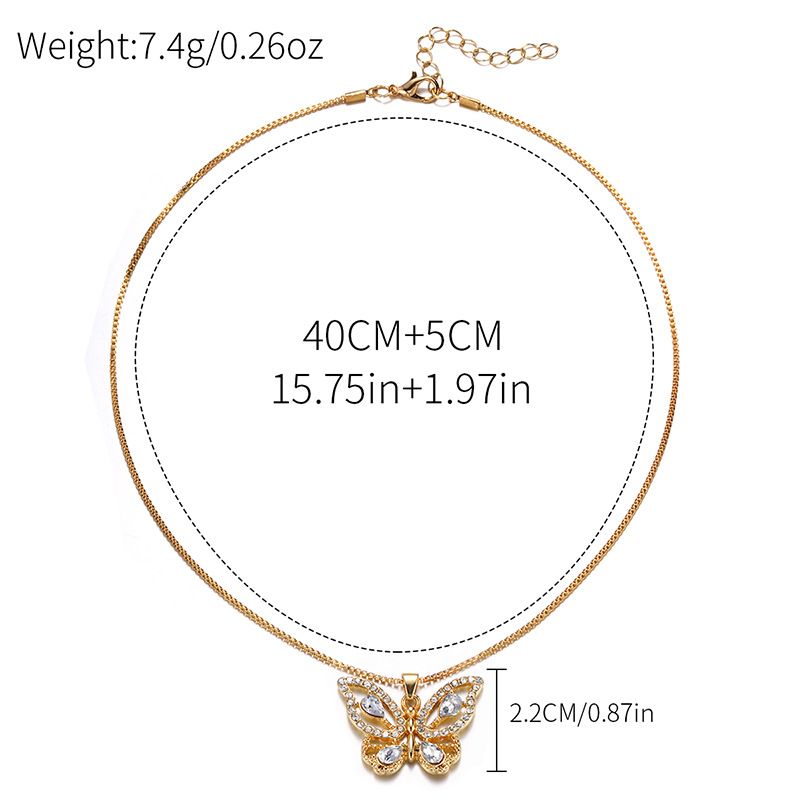 Chain Necklace Pendant Necklace 2024 New Jewelry Exaggerated Alloy Inlaid Diamond Pendant Niche Versatile Butterfly Necklace For Women_voghion.com