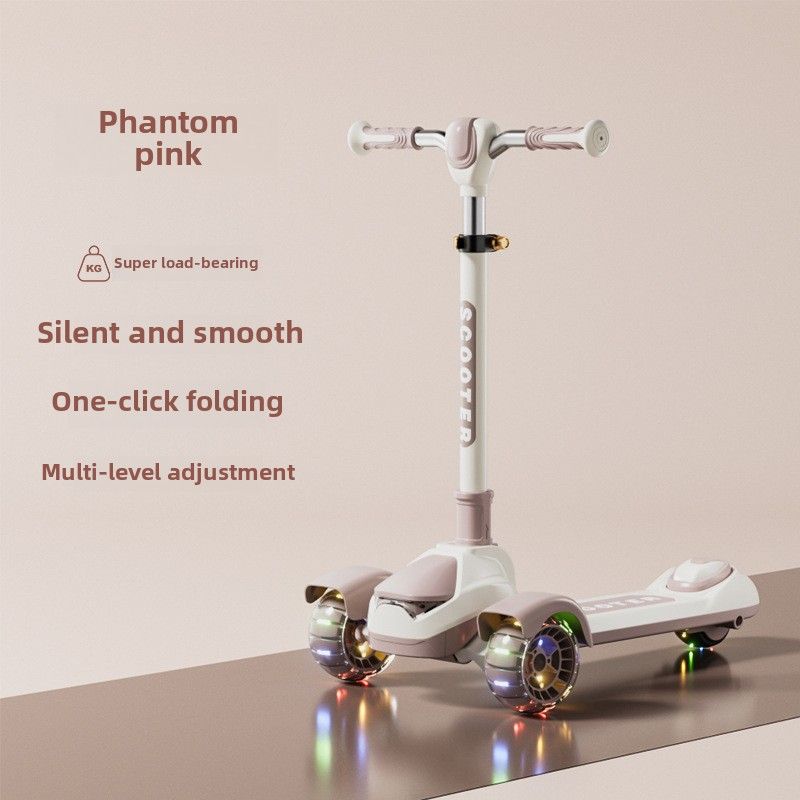 Büyük Çocuklar İçin Scooter Yanıp Sönebilir, Ergen Tek Bacaklı Scooter Üç Tekerlekli Çocuk Katlanabilir Oyuncak Araba_voghion.com