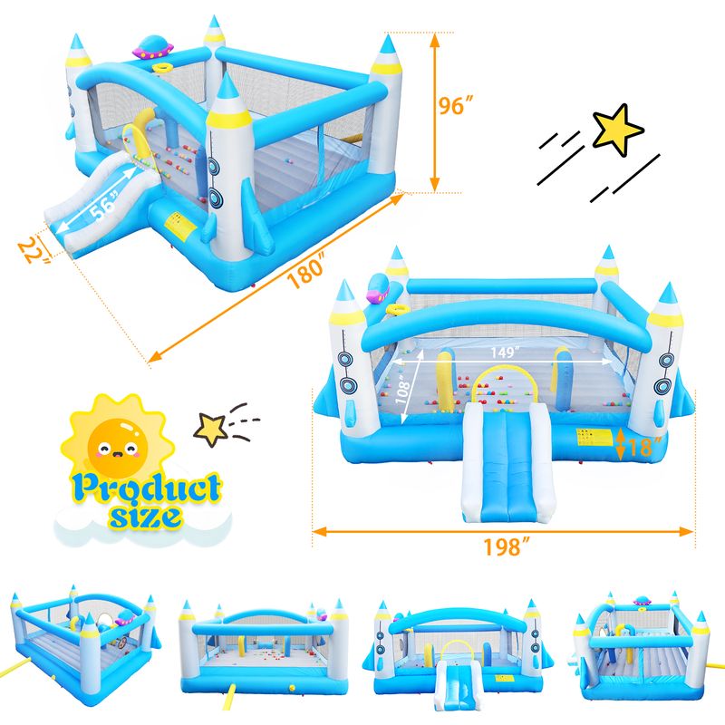 Multifunctional Jump 'n Slide Inflatable Bouncer For Kids Complete Setup With Blower - 198" X 180" Play Area - 96" Tall_voghion.com
