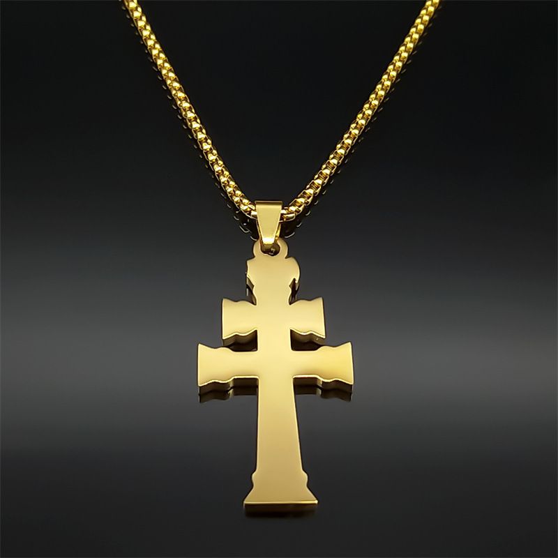 Nuova collana con ciondolo a forma di croce in acciaio inossidabile con taglio a vento_voghion.com