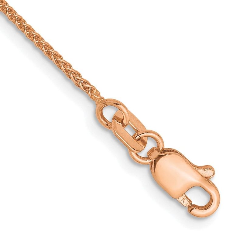 14K Rose Gold 1.0mm Spiga Chain Anklet_voghion.com
