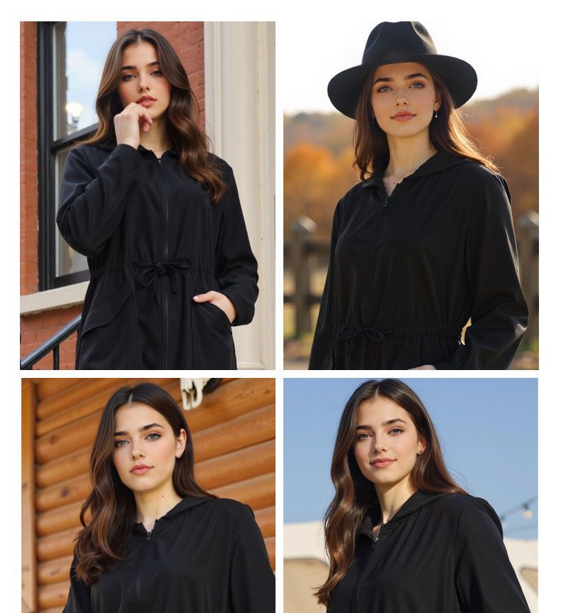 Trench sottile, casual e ampio, da donna, autunno, fresco ed elegante, di media lunghezza_voghion.com