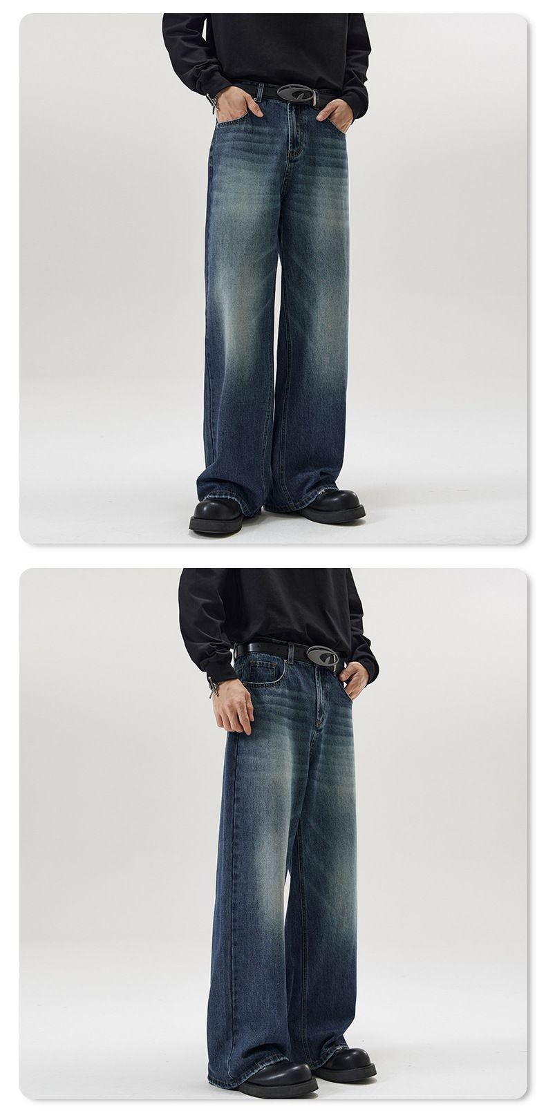Herrenbekleidung Running Style Korean A-Typ Straight Jeans Herrenmode Marke Loose Wide Leg Mopping Long Pants_voghion.com