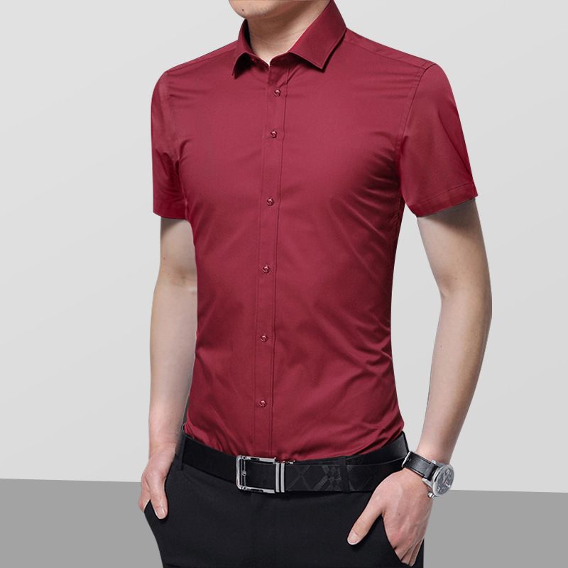 Camicia da uomo CT a maniche lunghe in stile coreano, vestibilità slim, primavera-autunno, elegante, casual e formale, grigia_voghion.com
