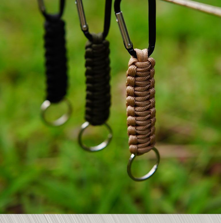 Portachiavi intrecciato fatto a mano con moschettone in paracord a sette fili, per escursionismo, campeggio, picnic e sopravvivenza_voghion.com