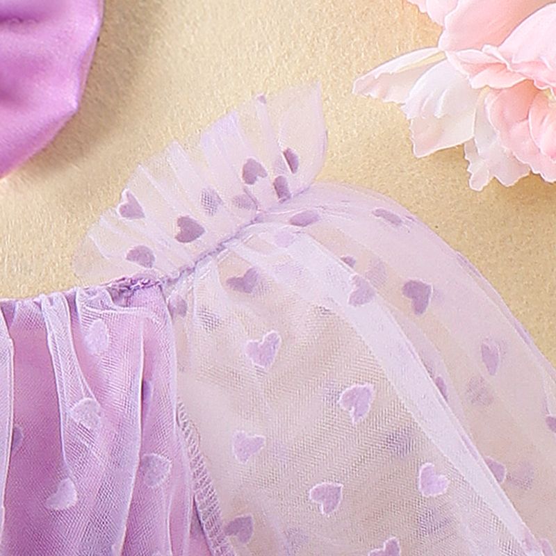 Baoshi Clothing Spring and Autumn New Newborn Children's Love Mesh Harper with Headwear Set_voghion.com