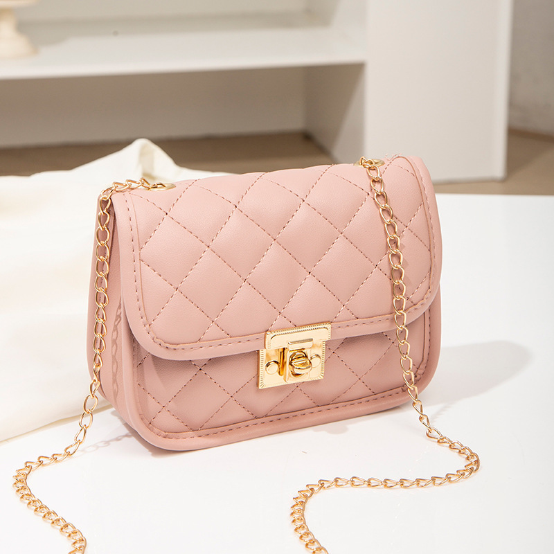 Kingsons 2024 Borsa a tracolla femminile di nuova moda Rombo ricamato Catena di colore solido Borsa a tracolla per donna Borsa a tracolla per cellulare alla moda_voghion.com