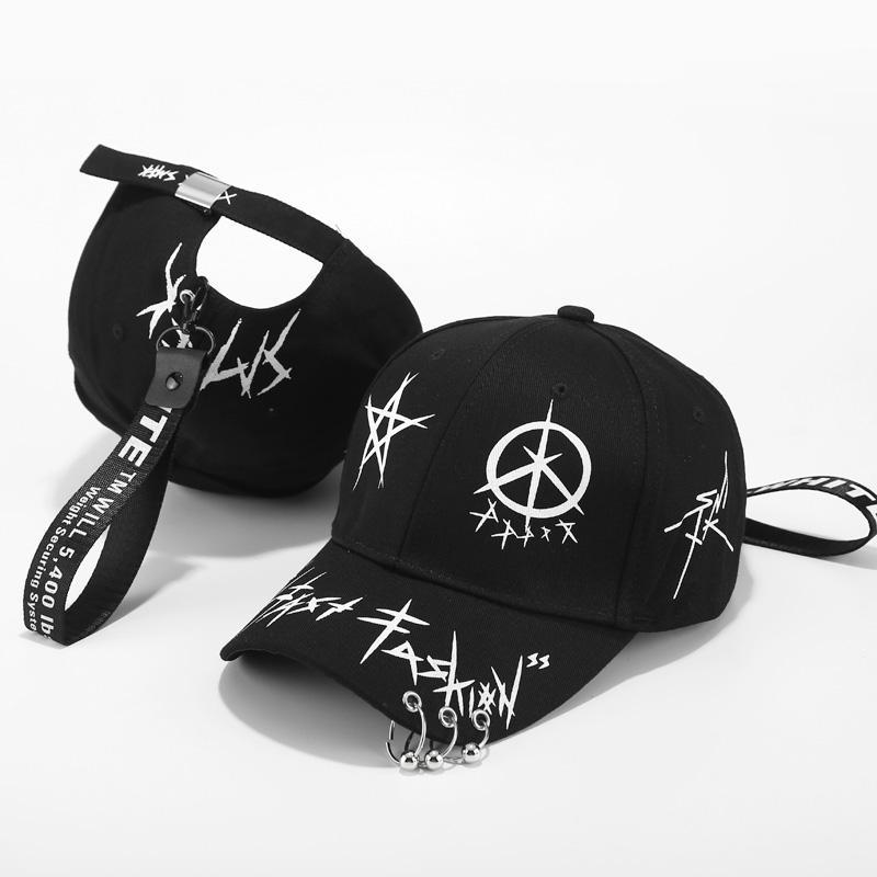 Patchwork-Persönlichkeits-Baseballmütze, Sommer-Entenschnabel-Mütze, Männer und Frauen, Eisenring, flatterndes Band, Sub-Gezeiten-Menschen, Ins Hip-Hop-Entenzungenkappe, Sub_voghion.com