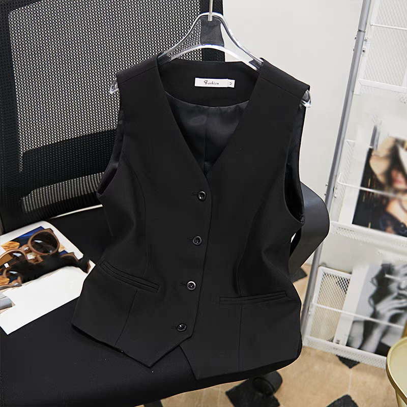 Damenbekleidung Mode Taille kurze Weste Jacke im Sommer High-End-Temperament V-Ausschnitt weißen Anzug Weste_voghion.com