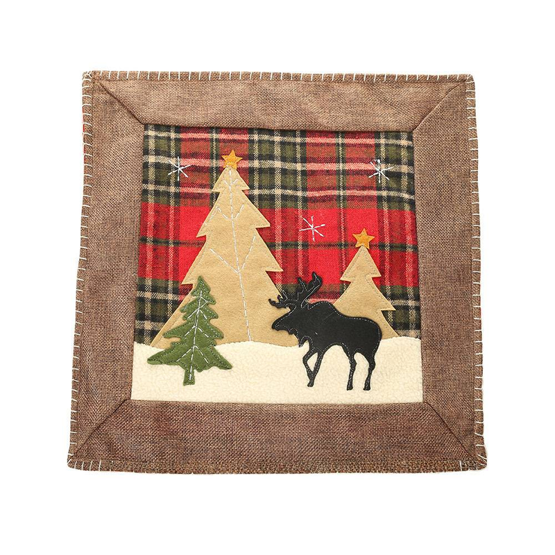 Weihnachtshaube neue Weihnachtsdekoration karierter Kissenbezug Patch Kissenbezug Elch kleiner Kissenbezug_voghion.com