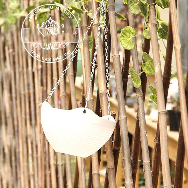 Gartenbedarf Hängekorb aus Kunststoff, Blumentopf, zum Aufhängen an der Wand, grüner Rettichtopf mit Sukkulententopf und hängender Kette_voghion.com