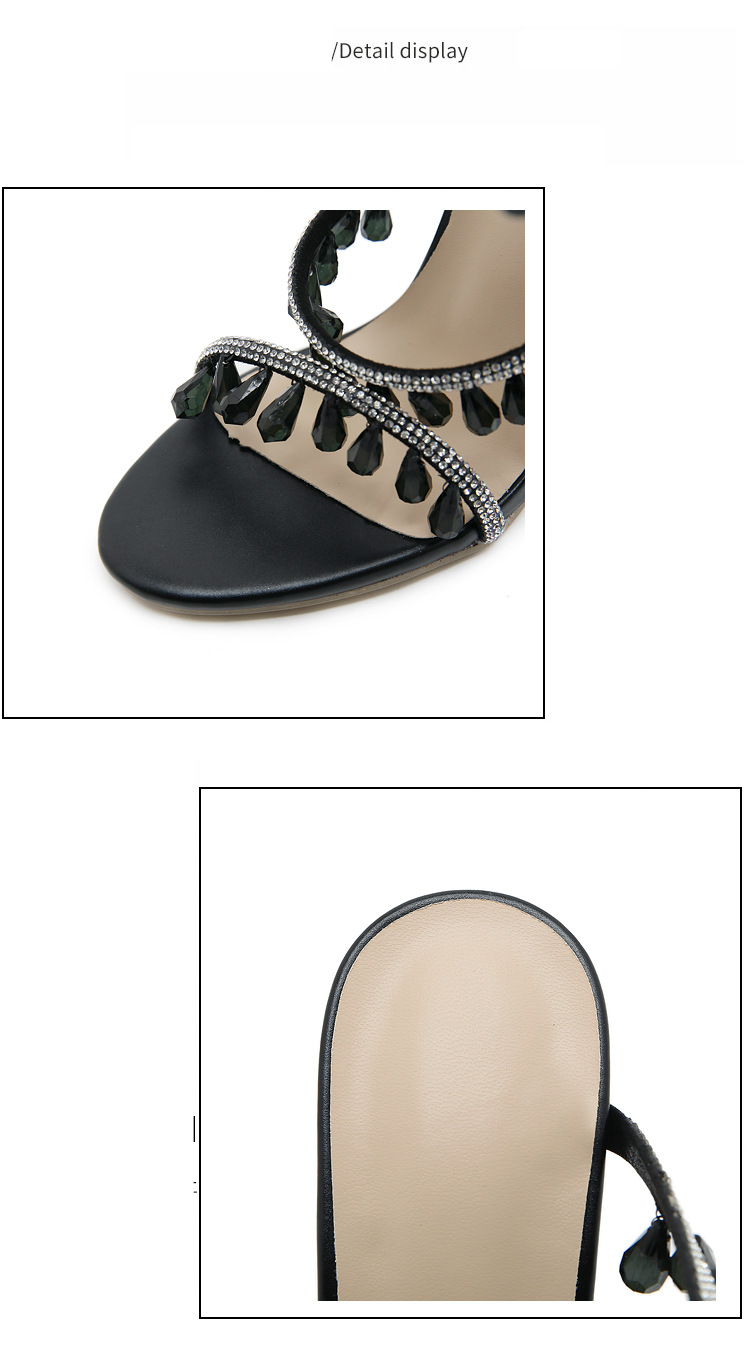 Dámské boty Univerzální sandály s drahokamovými jehlovými podpatky, sexy velké kamínkové boty ve tvaru hada vinutí velké vysoké podpatky_voghion.com