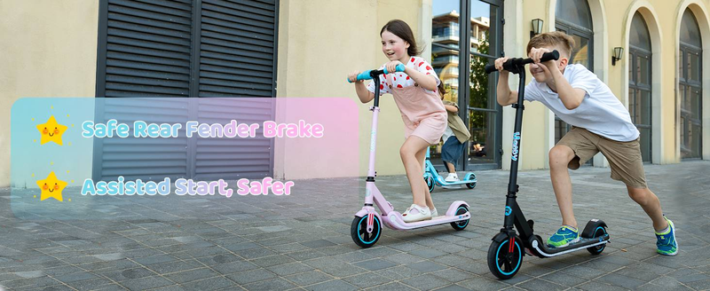 RCB R11 Elektroroller für Kinder im Alter von 6–12 Jahren, 150 W, 21,6 V, 2,6 Ah Akku, max. 16 km/h, bunte LED-Leuchten, LED-Display, faltbar_voghion.com