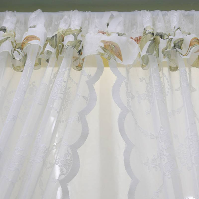 Elegant Lace Voile Window Curtain – White Sheer Drape With Floral Embroidery For Living Room, Bay Window, Café – Lightweight & Breathable_voghion.com